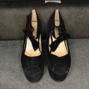 Elegant Black Velvet Platform Heels